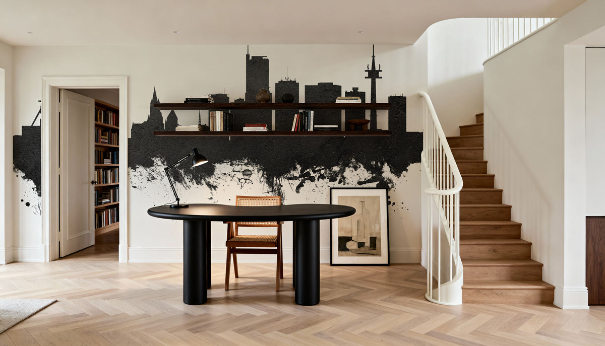 Essen Germany Skyline Black & White Mural Wallpaper - room preview 03