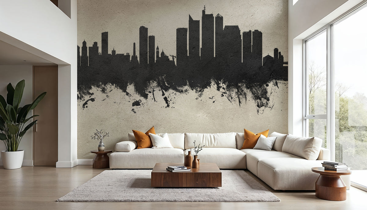 Manila Philippines Skyline Concrete Mural Wallpaper - room preview 03
