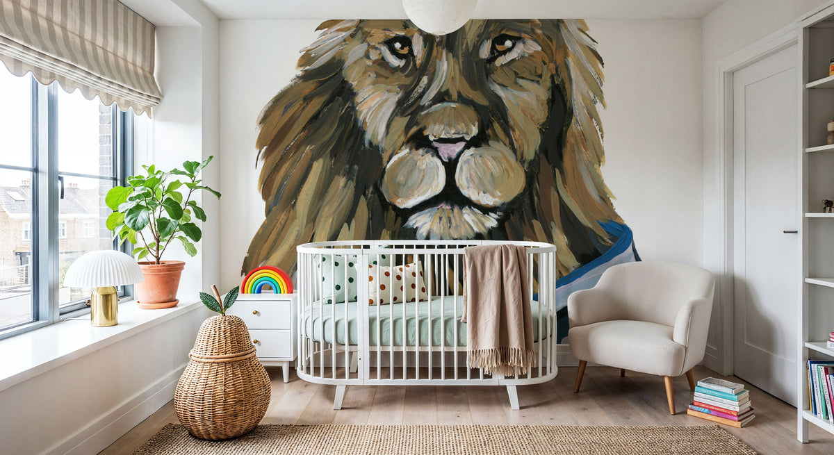Letterman Lion Mural Wallpaper - room preview 03