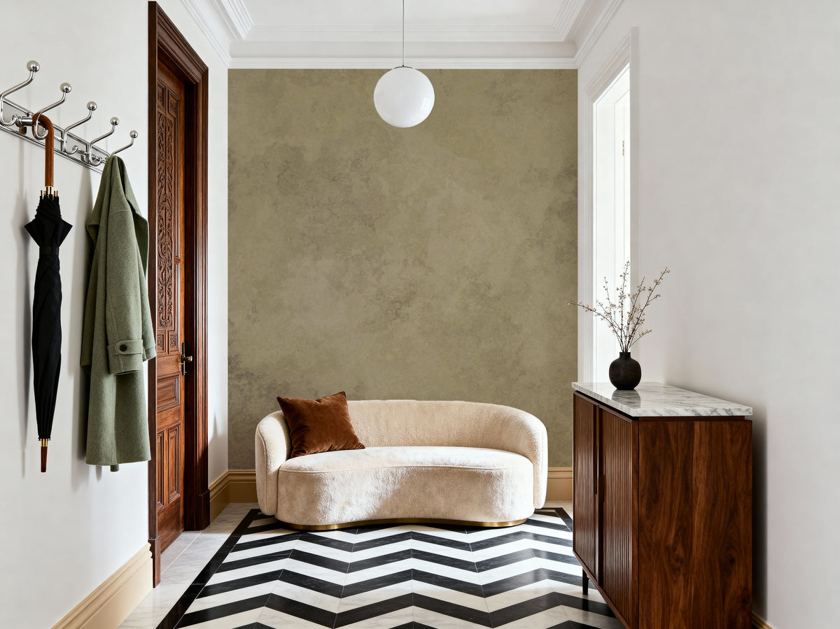 Subtle Plaster Wall, Butter Yellow Mural Wallpaper - room preview 03
