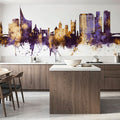 Reading England Skyline Purple & Gold Mural Wallpaper - room preview 03