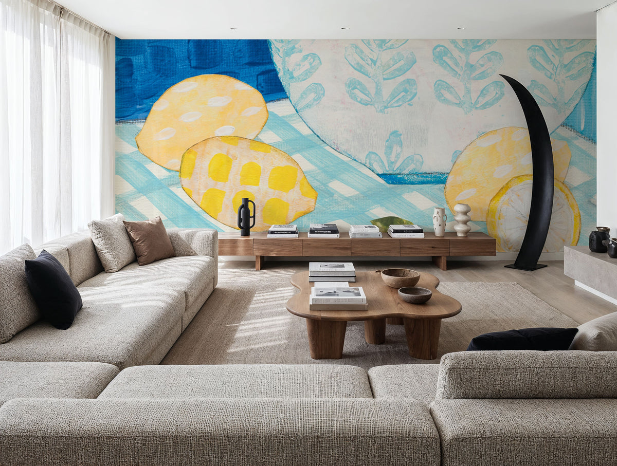 Tablescape Lemons Mural Wallpaper - room preview 03