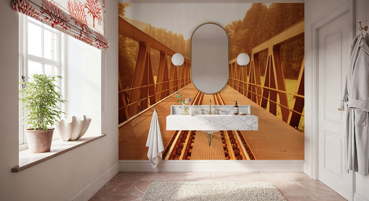 Rustic Railway Bridge Mural Wallpaper - room preview 03