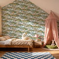 Orchard Reverie Pattern, Sky Blue Mural Wallpaper - room preview 03