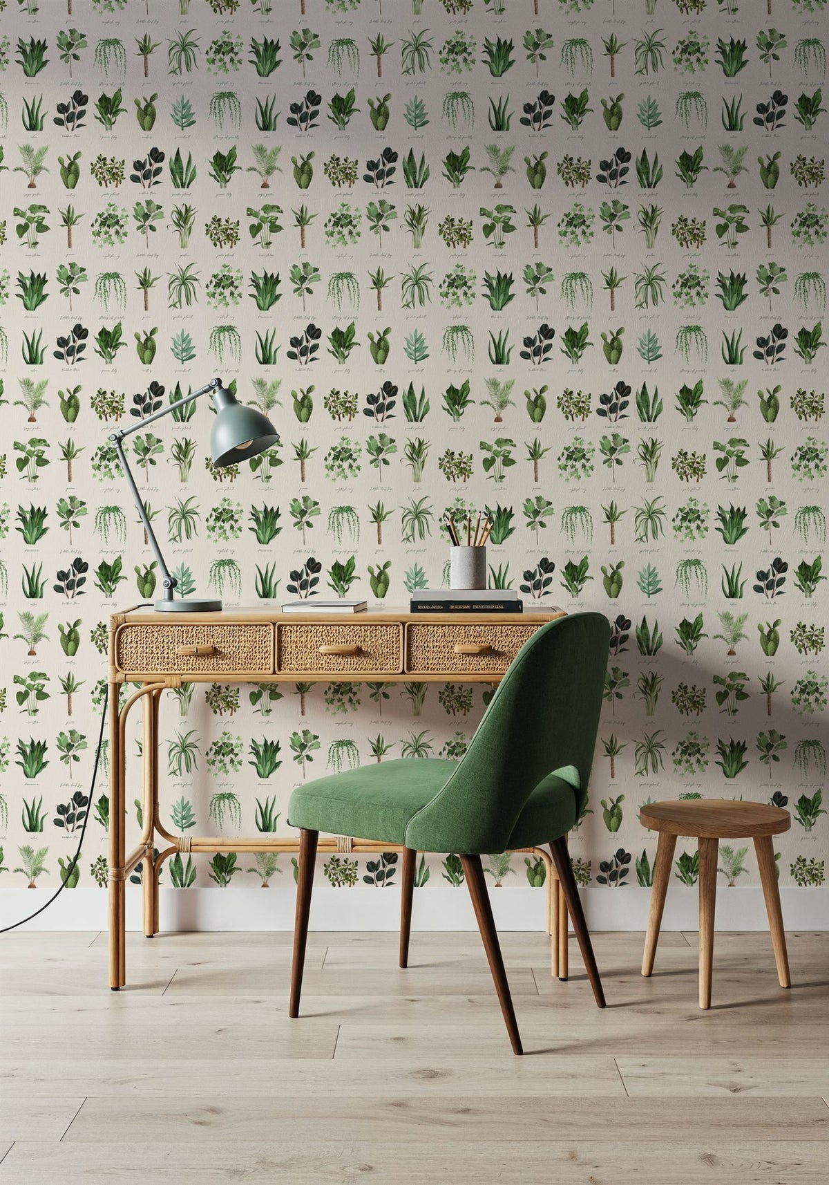 House Plant White Mural Wallpaper - room preview 03