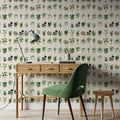 House Plant White Mural Wallpaper - room preview 03