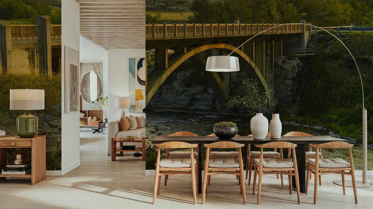 Lundbreck Falls Bridge Mural Wallpaper - room preview 03