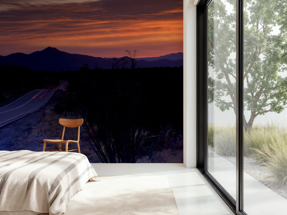 Desert Twilight Highway Mural Wallpaper - room preview 03