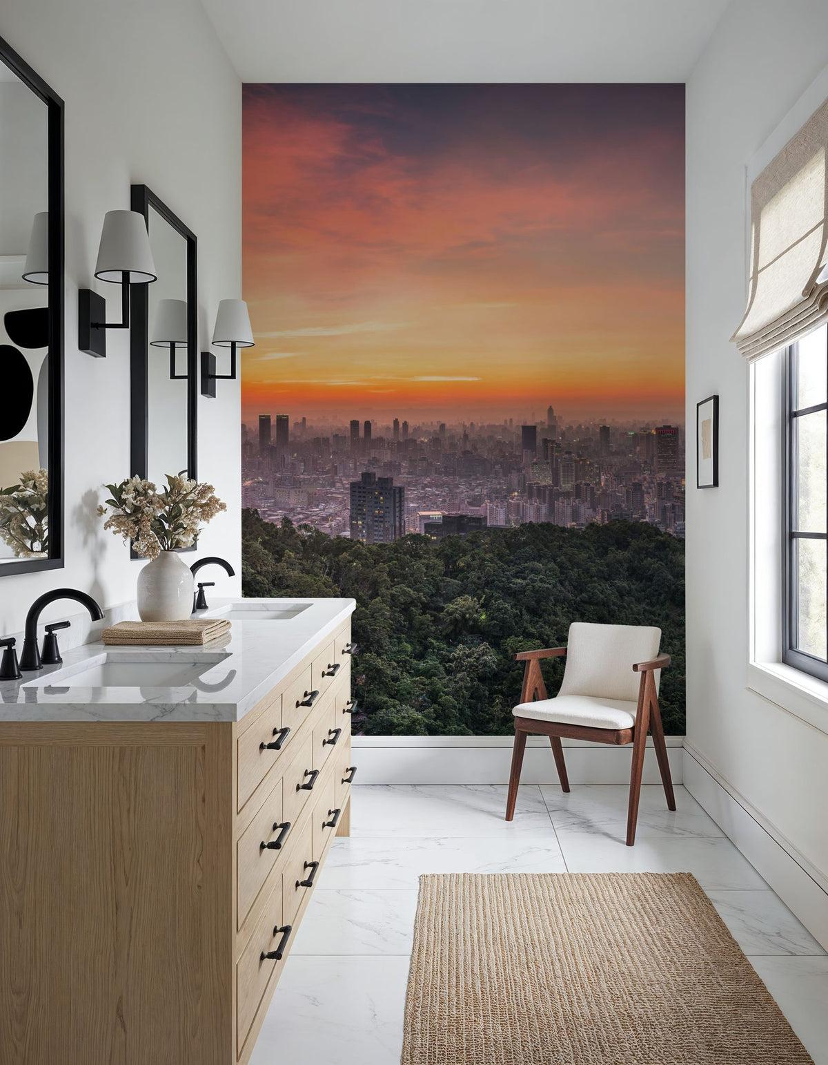 Taipei Sunset Red Mural Wallpaper - room preview 03