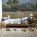 Pink and Green Meadow Mural Wallpaper - room preview 03