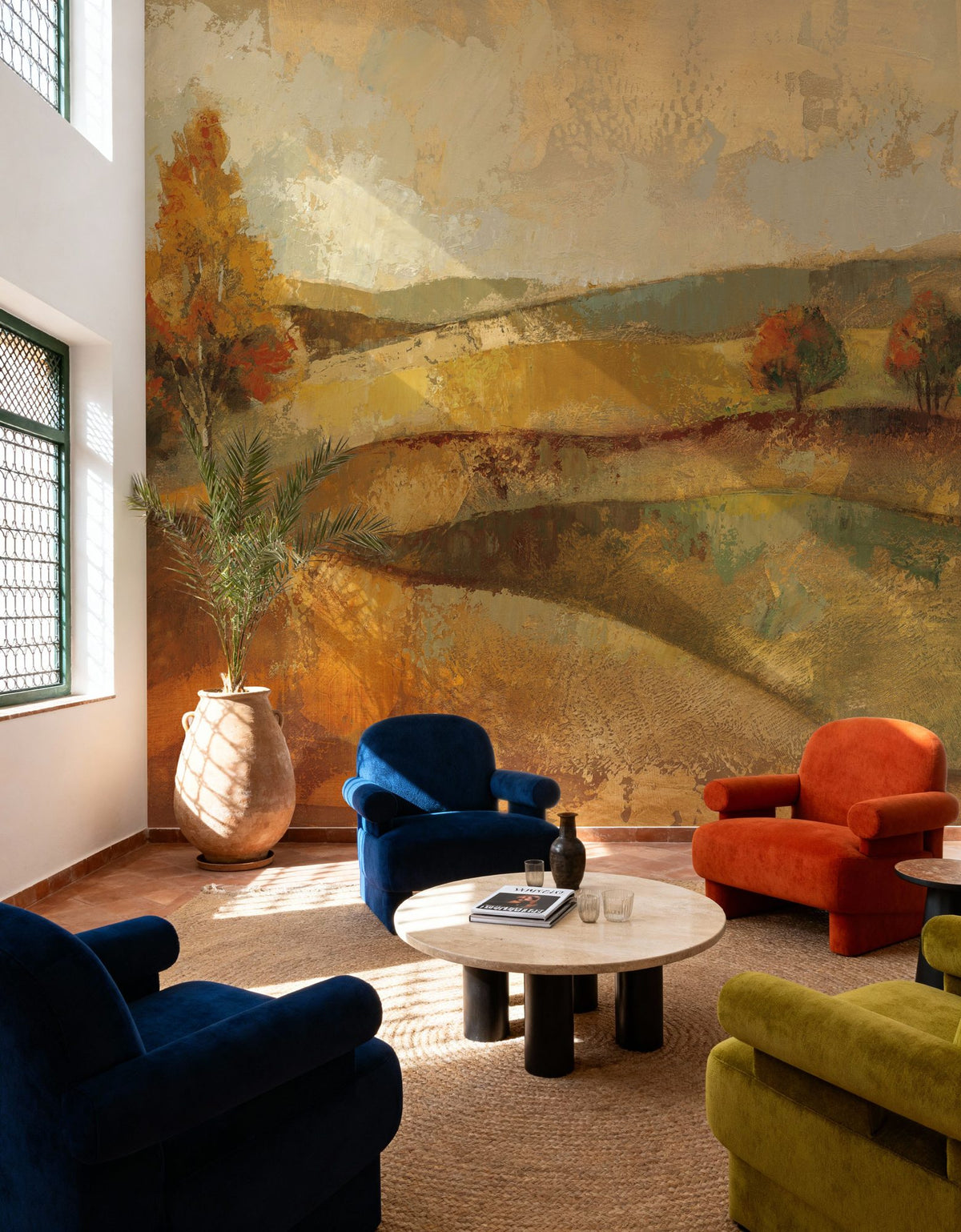 Autumn Hills Mural Wallpaper - Red Tone - room preview 03