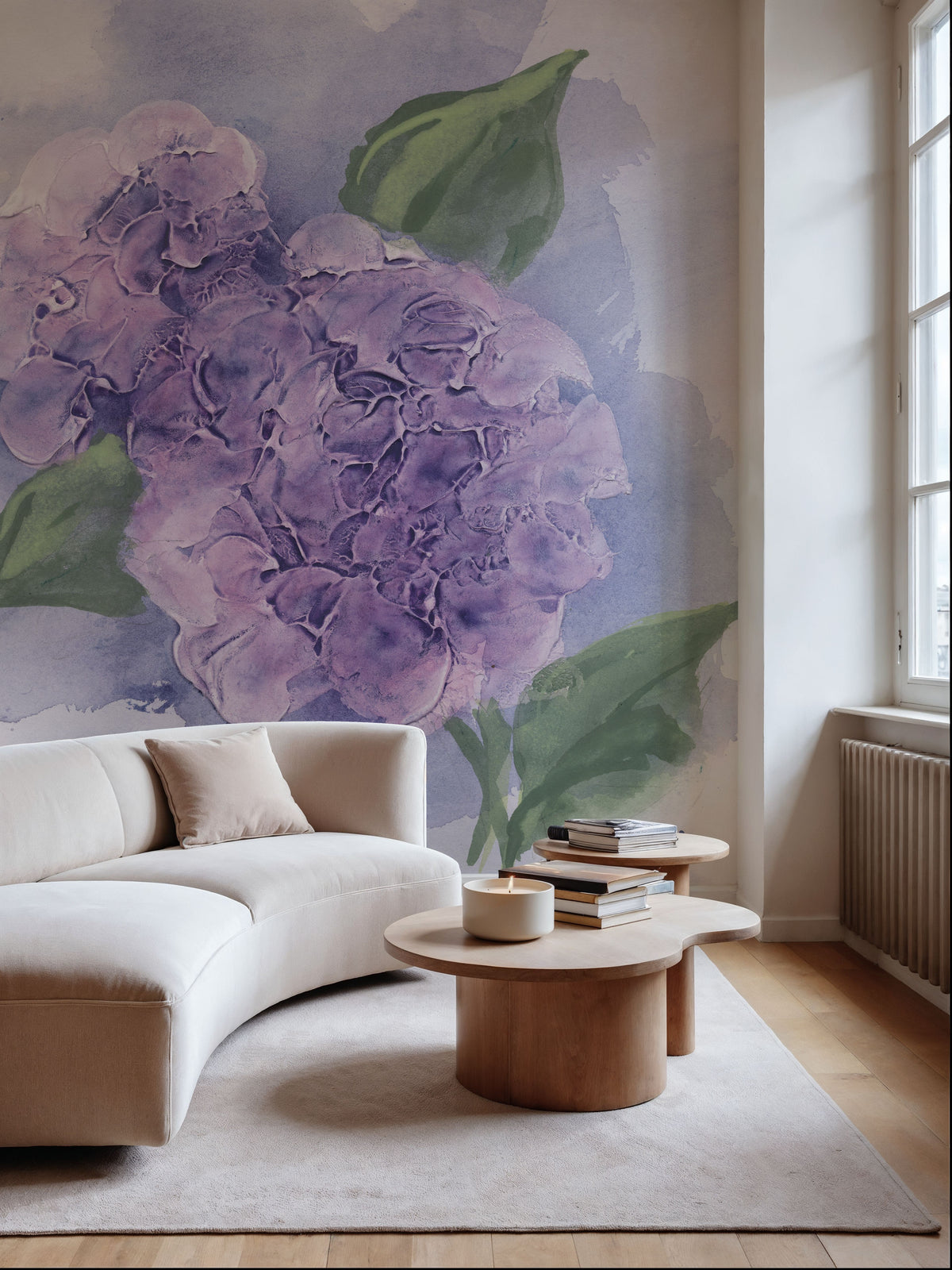 Dimensional Hydrangea II Mural Wallpaper - room preview 03