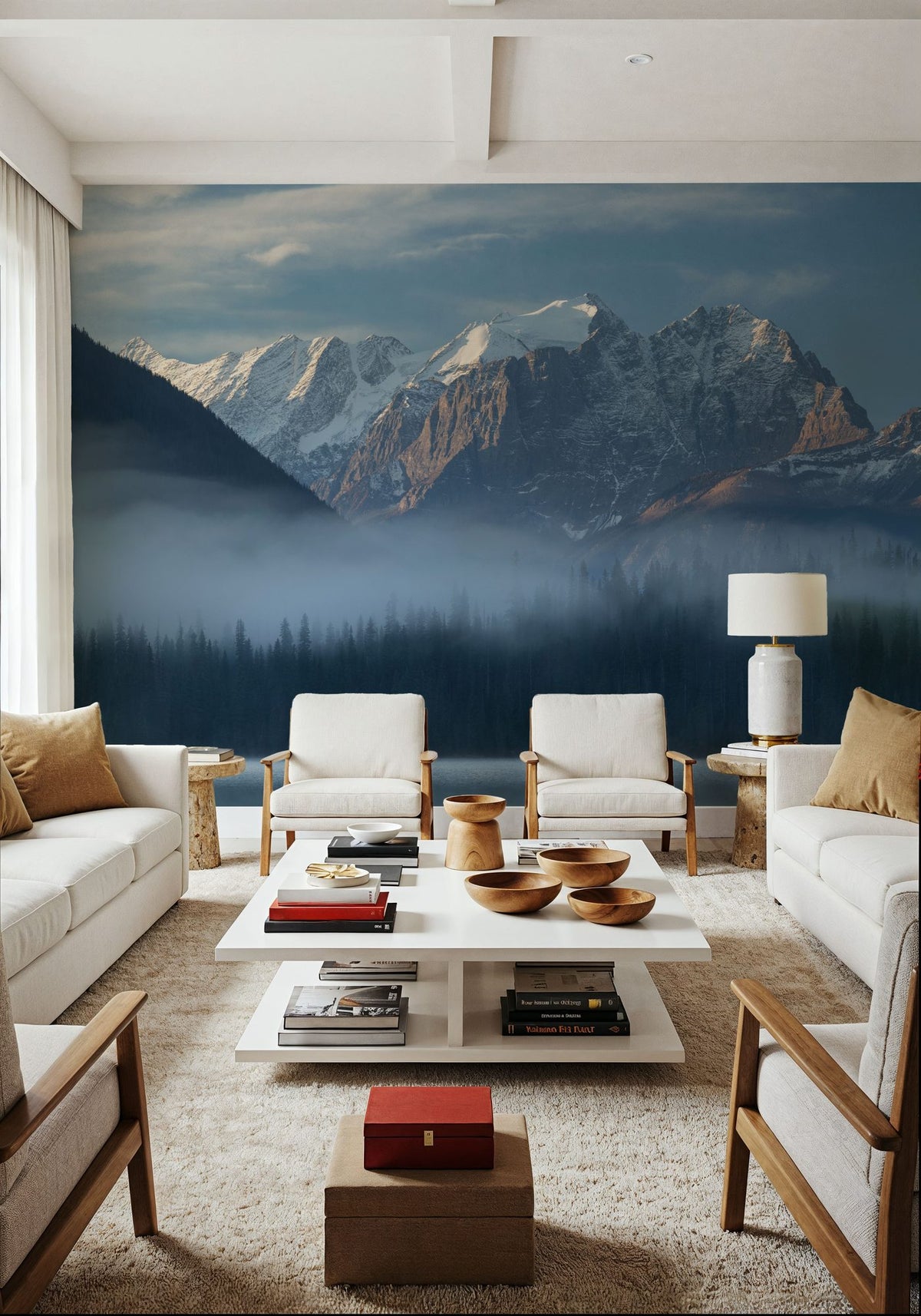 Mount Vaux and Emerald Lake Mural Wallpaper - room preview 03