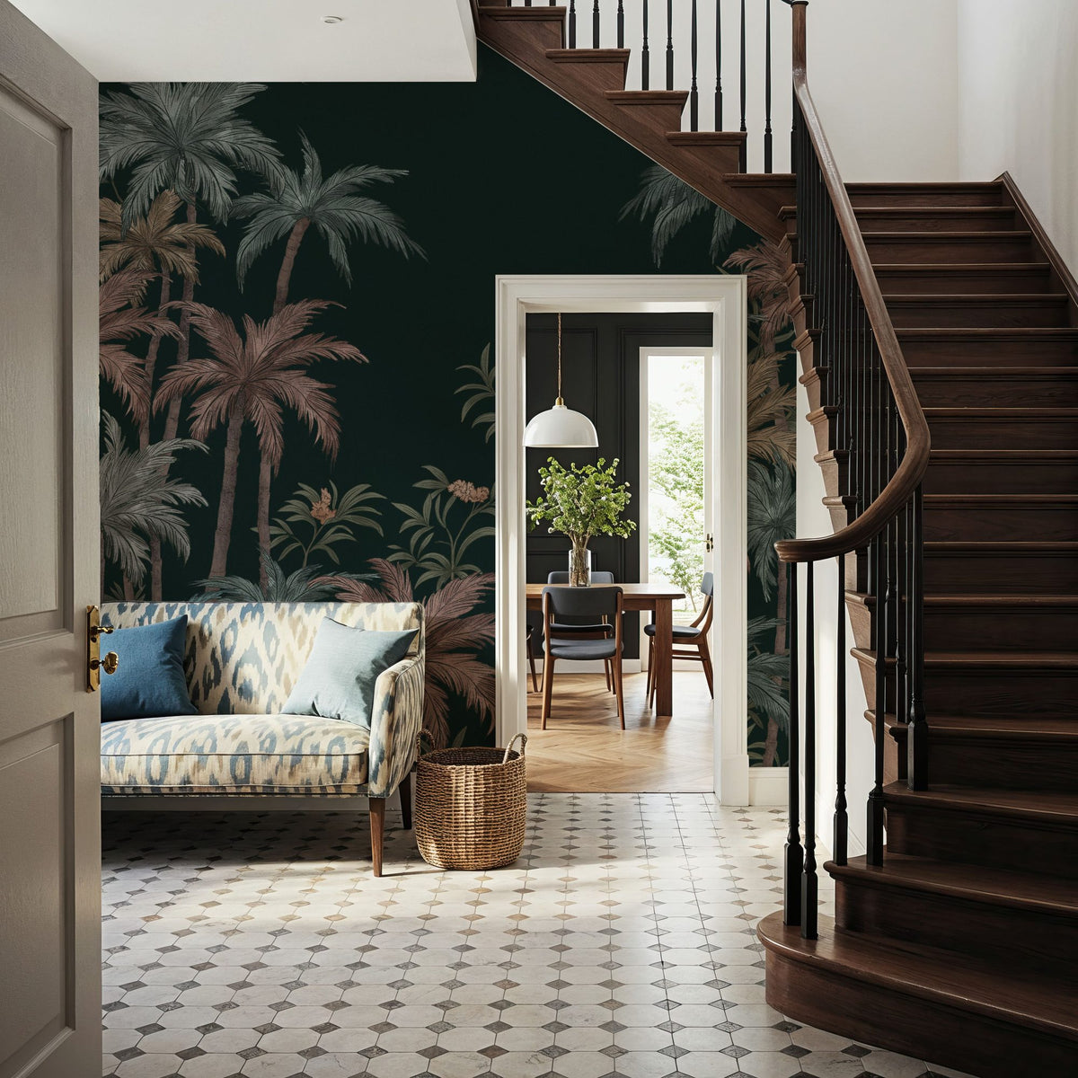 Palm Abode, Midnight Mural Wallpaper - room preview 03