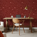 Hidden Peonies, Pink on Brick Mural Wallpaper - room preview 03