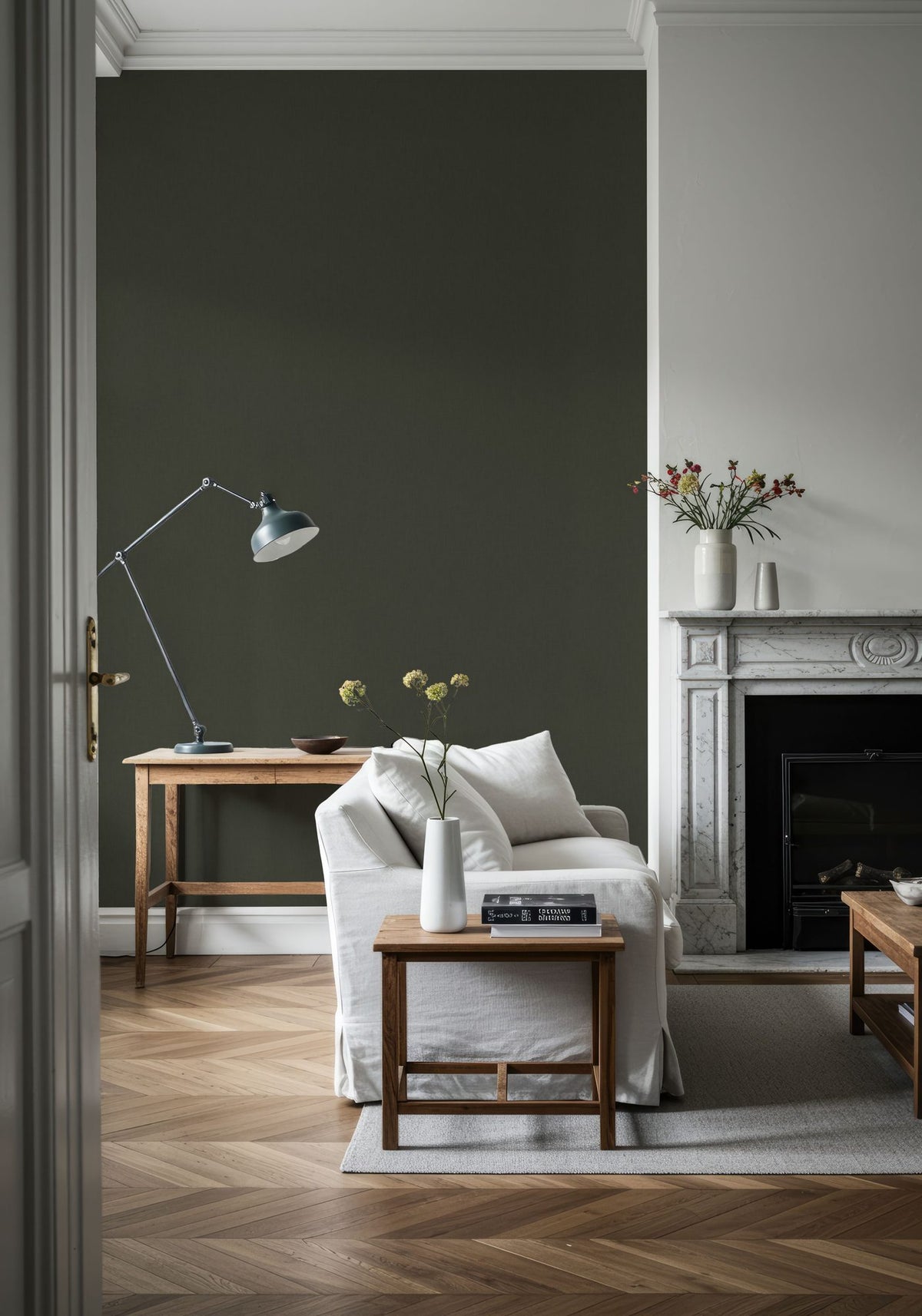 Linen Mist Murky Collection, Forest Mural Wallpaper - room preview 03