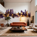 Durban South Africa Skyline Purple & Gold Mural Wallpaper - room preview 03