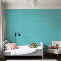 Coastal Scales Turqouise Mural Wallpaper - room preview 03