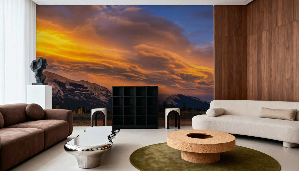 Chinook Clouds Over Grotto Mountain Mural Wallpaper - room preview 03