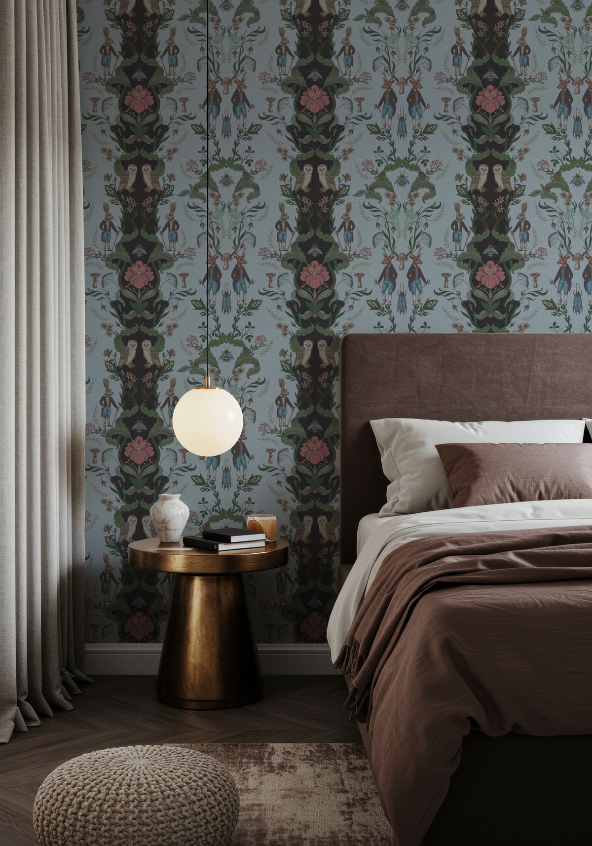 Lord Bunny & Mr. Deer Mural Wallpaper - room preview 03