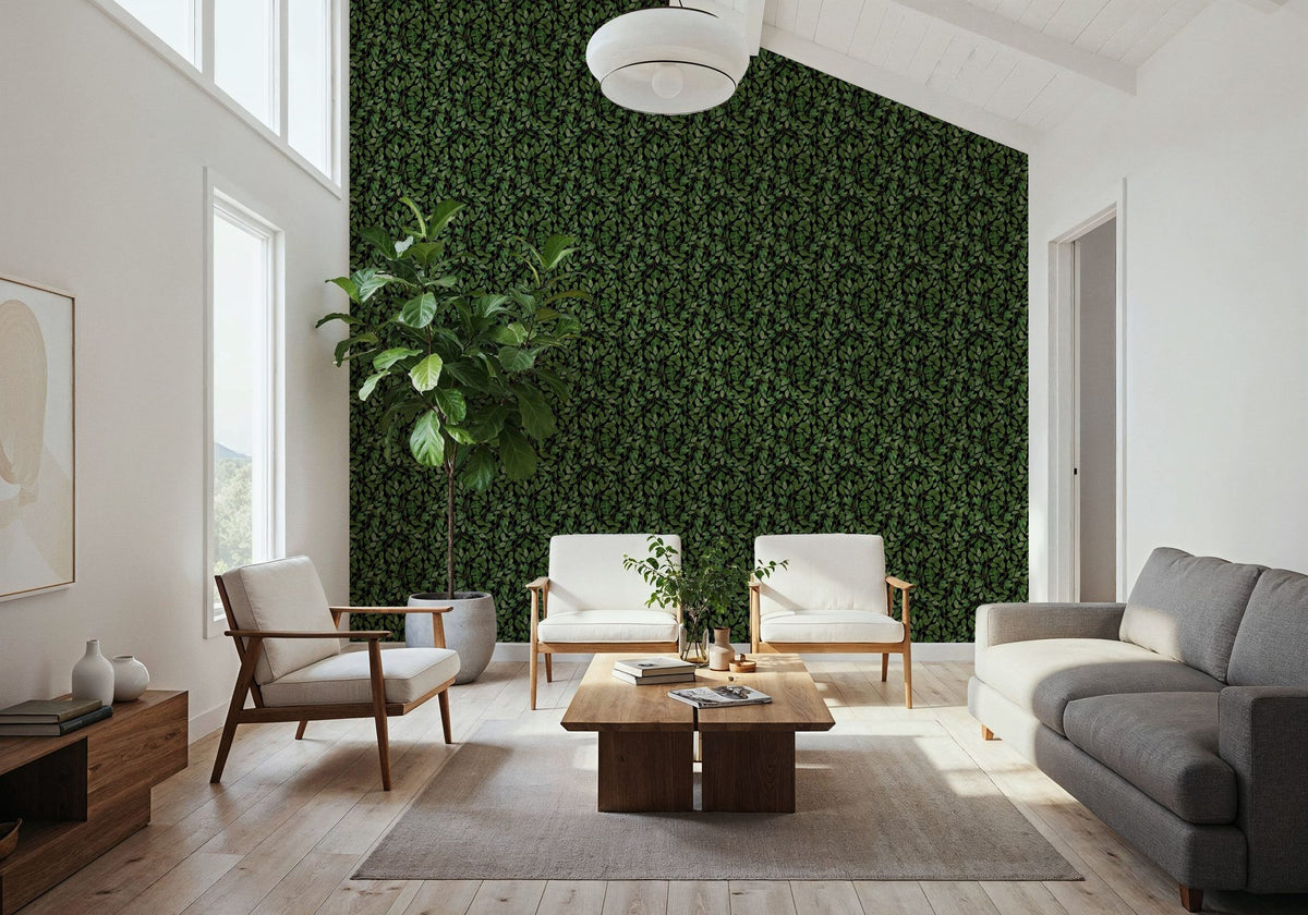 Green Leaf Canopy Mural Wallpaper - room preview 03