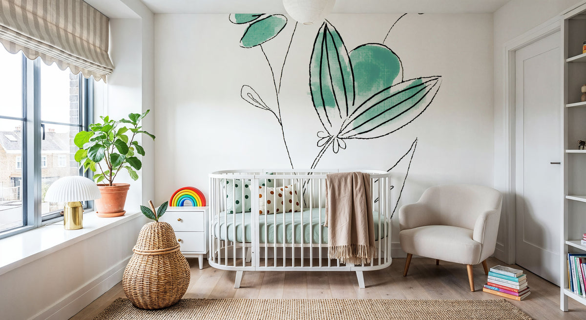 Line Flower V Mural Wallpaper - room preview 03