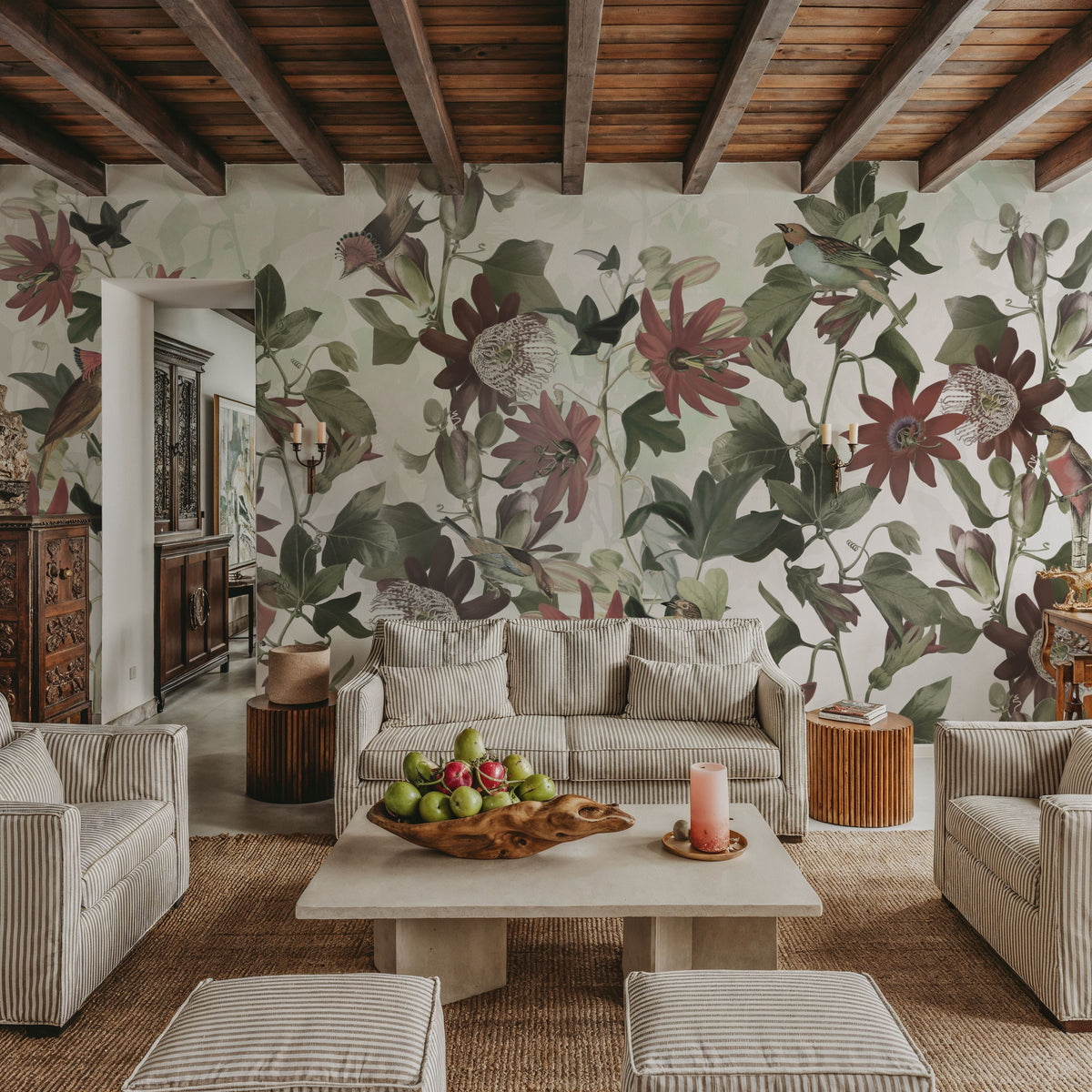 Seven Birds Mural Wallpaper - Neutral Tone - room preview 03