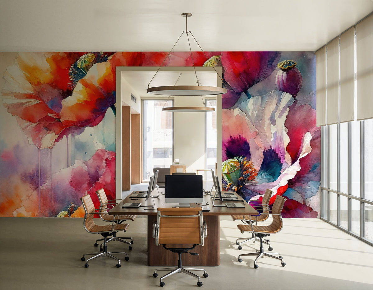 Intense Floral Radiance Mural Wallpaper - room preview 03