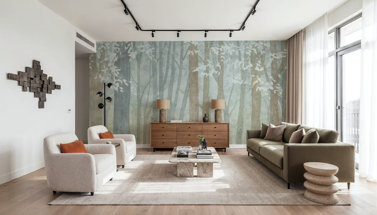 Winter Woodland Mural Wallpaper - room preview 03