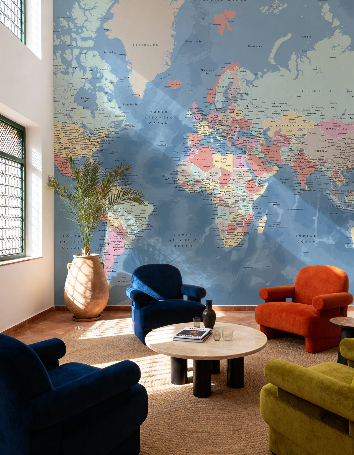 World Map Cities - Vickie Mural Wallpaper - room preview 03