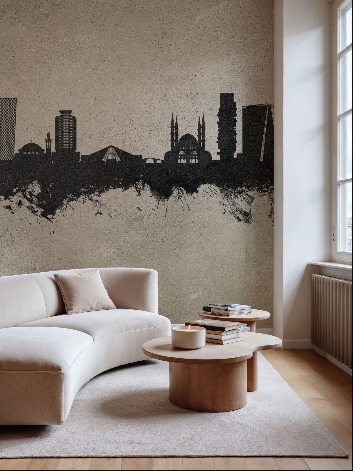 Tirana Skyline Concrete Mural Wallpaper - room preview 03