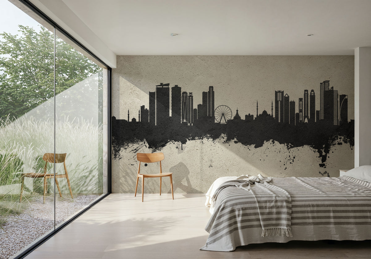 Sharjah Skyline Concrete Mural Wallpaper - room preview 03