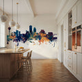 Knoxville Tennessee Skyline Blue & Bronze Mural Wallpaper - room preview 03