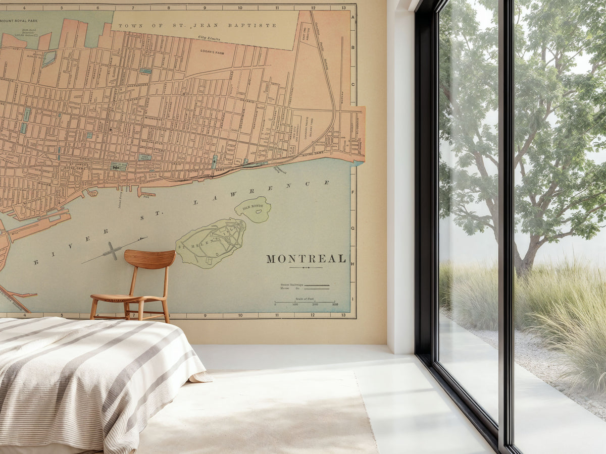 Map of Montreal Mural Wallpaper - room preview 03