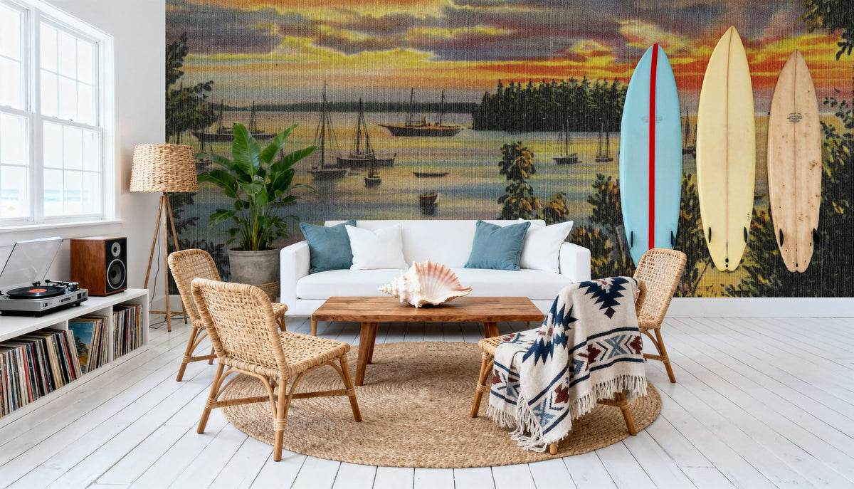 Greetings From Sunset Views Mural Wallpaper - room preview 03