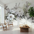 Peony Melody Green and Purple Mural Wallpaper - room preview 03
