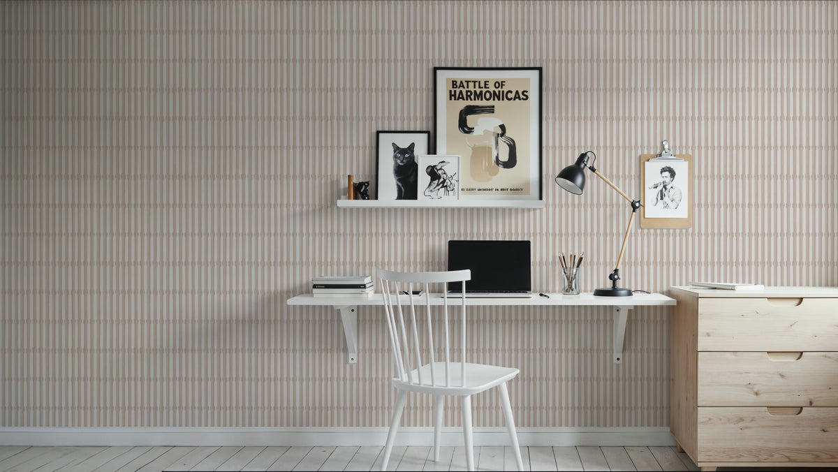 Bamboo Stripes, Sand Mural Wallpaper - room preview 03