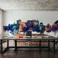 Milton Keynes England Skyline Blue & Bronze Mural Wallpaper - room preview 03