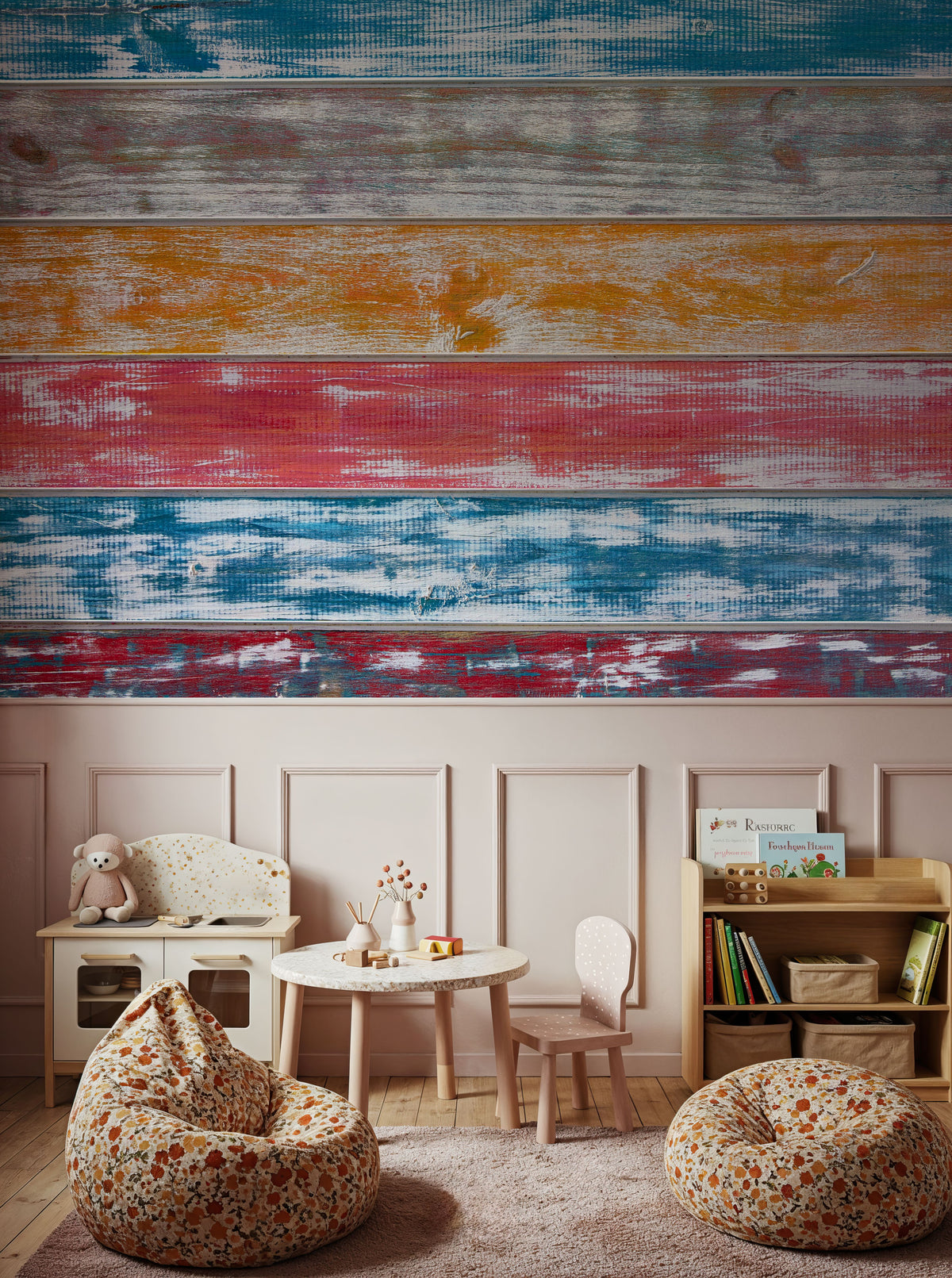 Mexican Wood Washed Mural Wallpaper - room preview 03