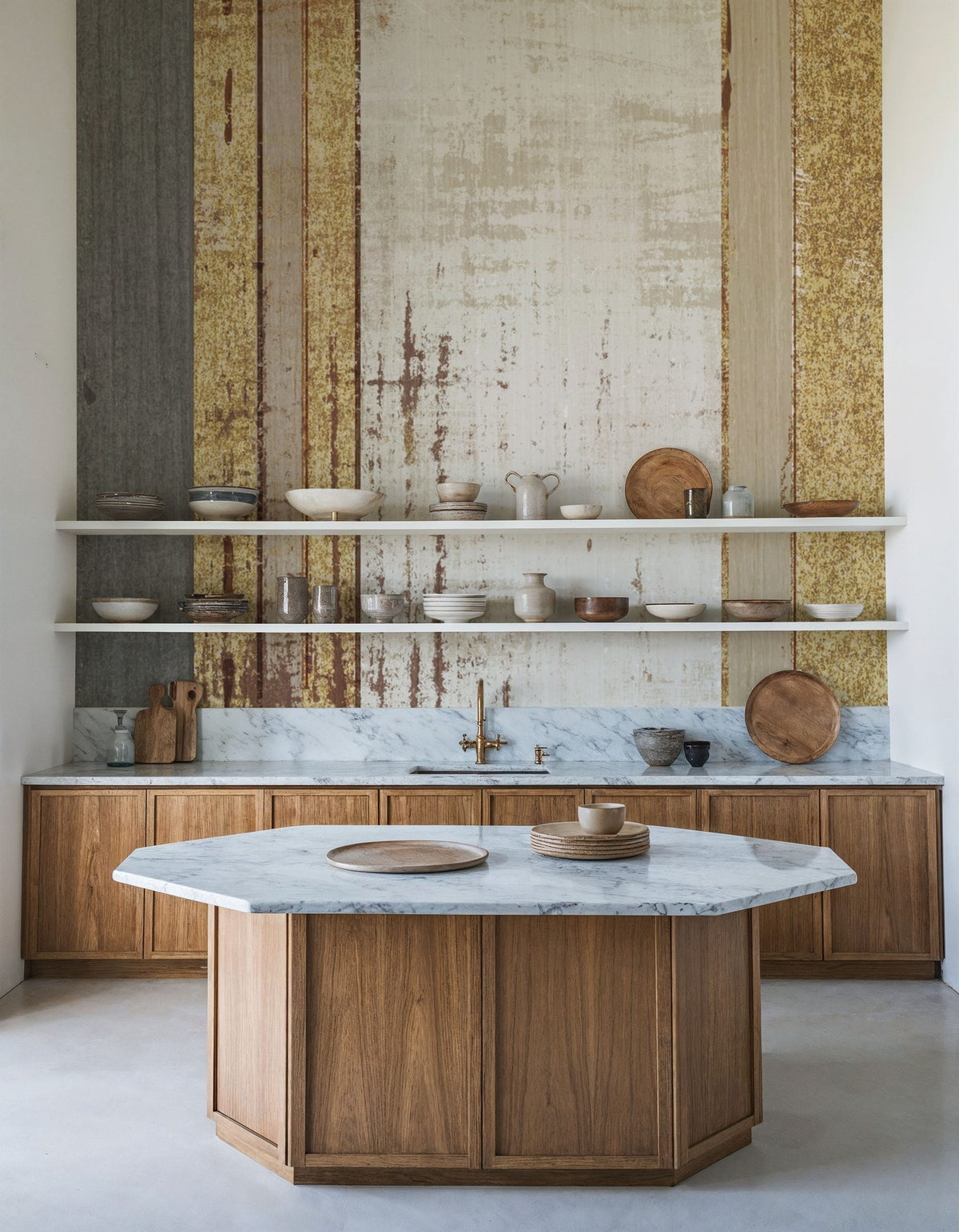 Beachscape VIII Gold Neutral Mural Wallpaper - room preview 03