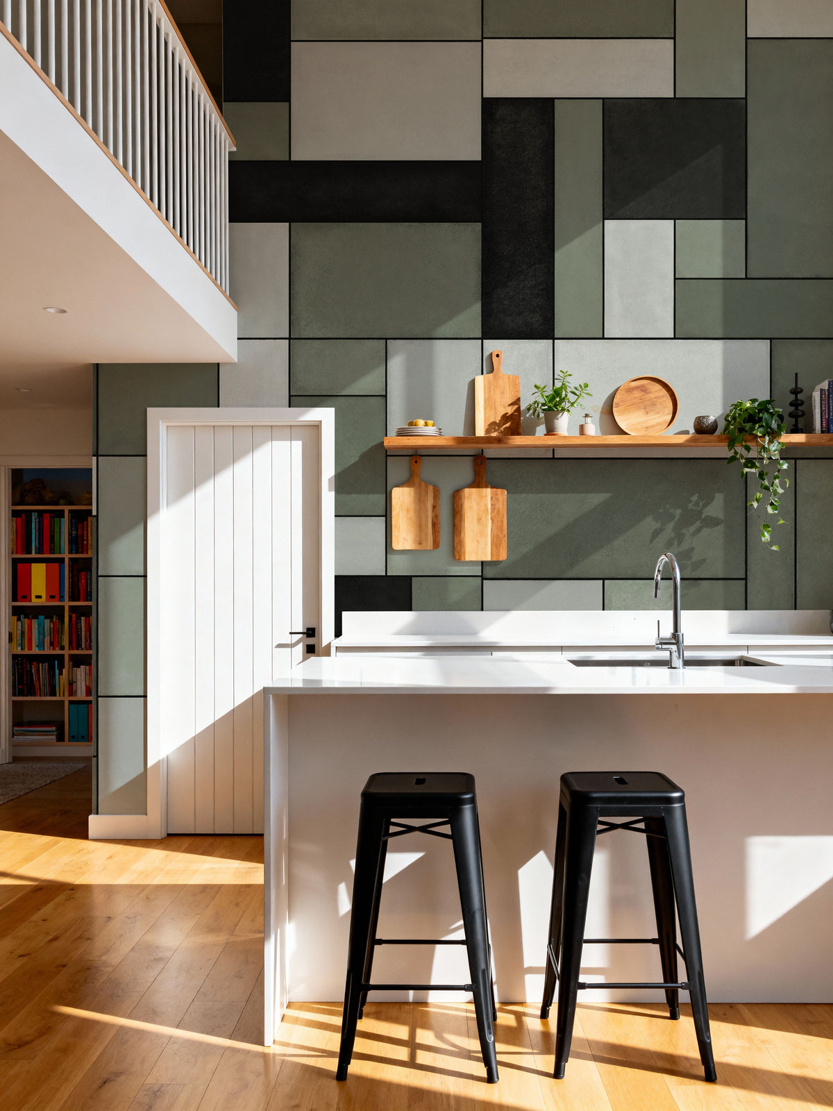 Spectrum Blocks, Olive Mural Wallpaper - room preview 03