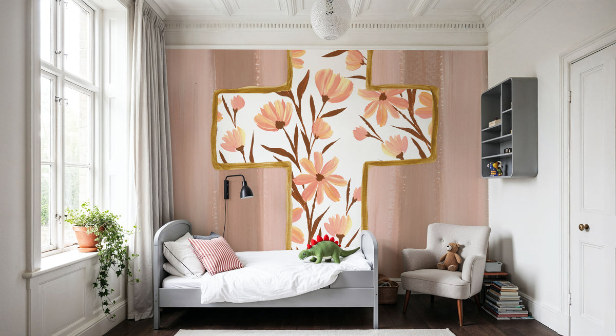 Floral Cross IV Mural Wallpaper - room preview 03