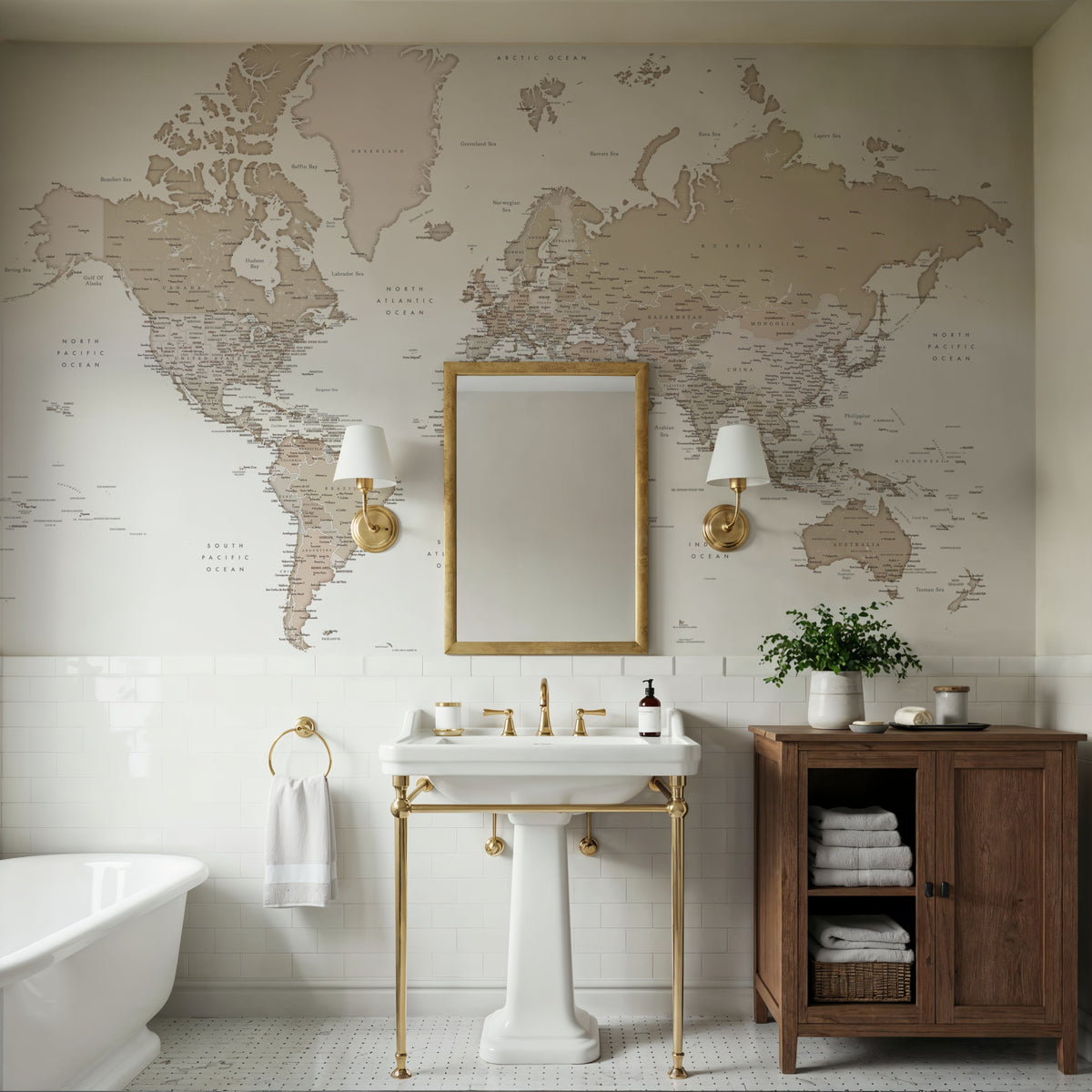 World Map Cities - Louie Mural Wallpaper - room preview 03