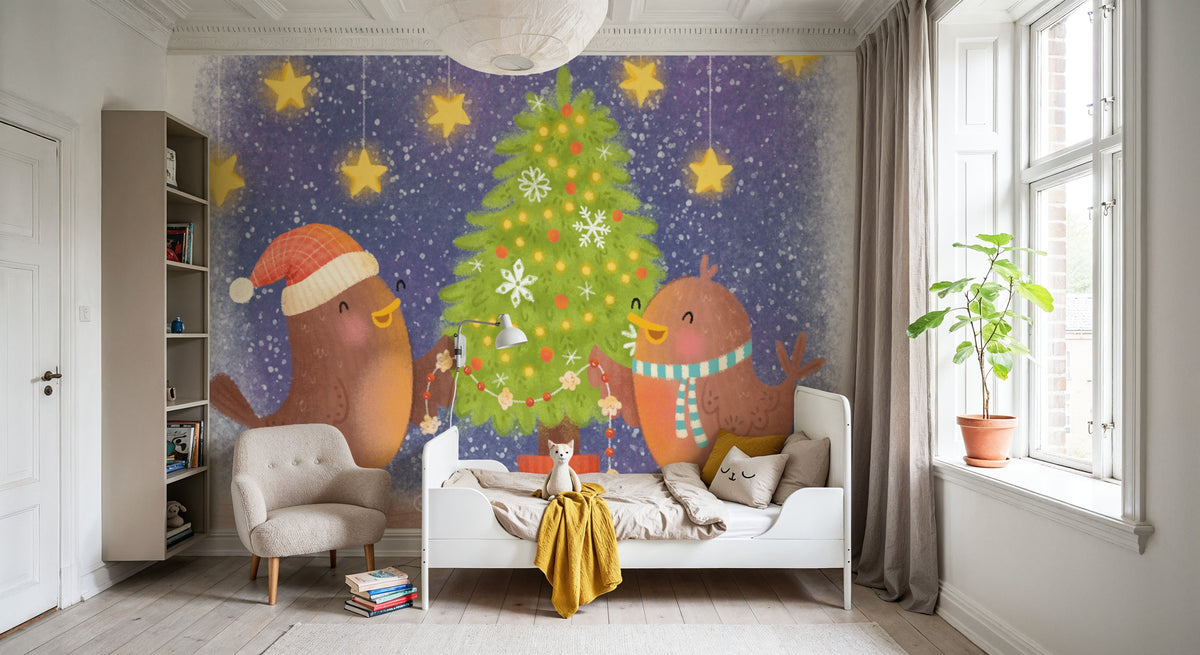 Crafty Birds Mural Wallpaper - room preview 03