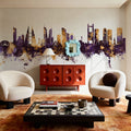 Manama Skyline Purple & Gold Mural Wallpaper - room preview 03