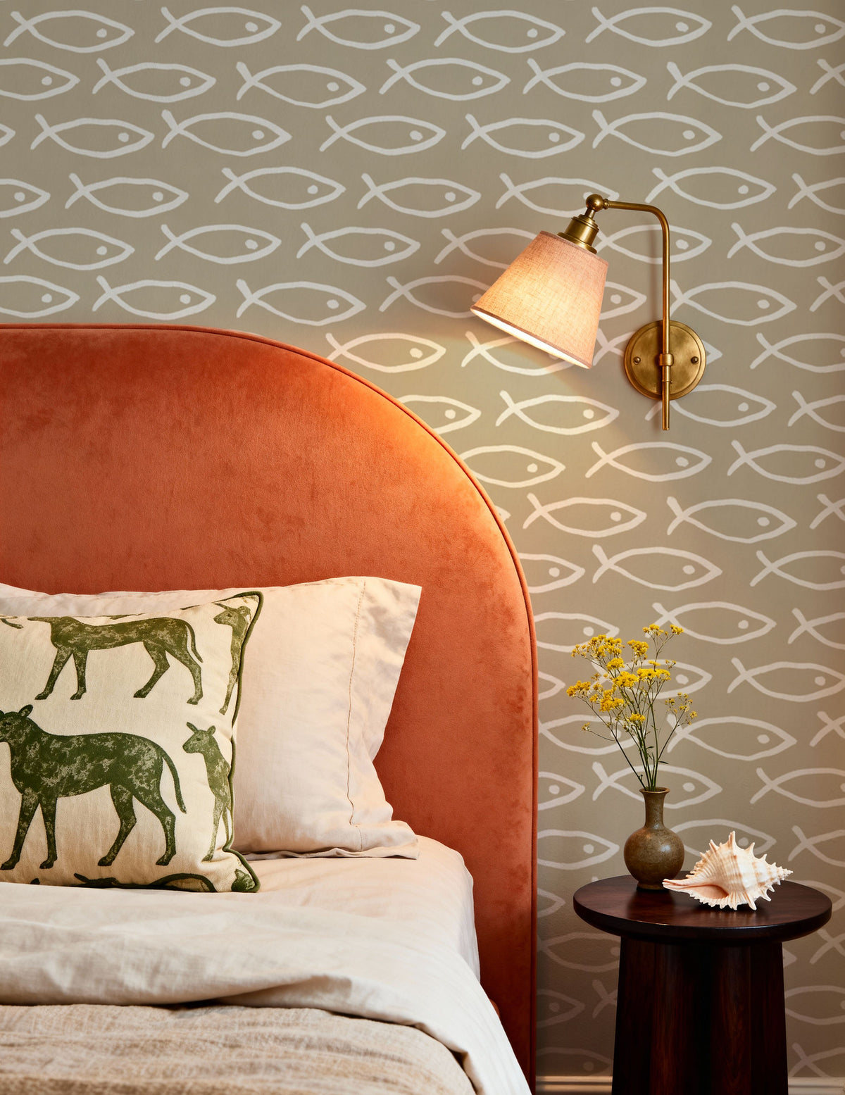 Seaside Fish Beige Mural Wallpaper - room preview 03