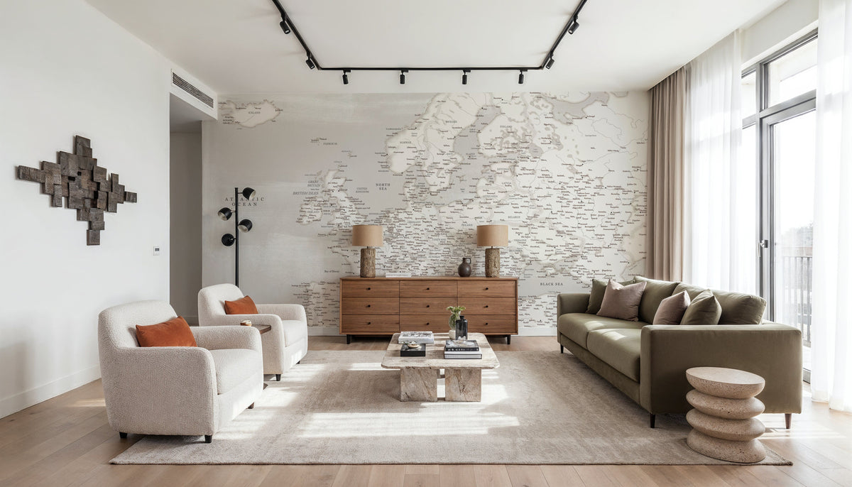 Europe Map Detailed - Lysander Mural Wallpaper - room preview 03