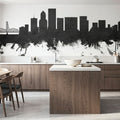 Portland Oregon Skyline Black & White Mural Wallpaper - room preview 03