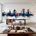 Khartoum Sudan Skyline Blue & Bronze Mural Wallpaper - room preview 03
