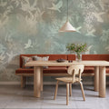 Birds in the Fog Green Mural Wallpaper - room preview 03